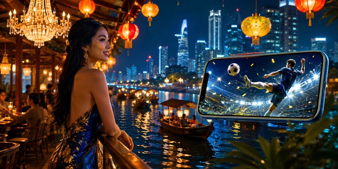 Người chơi đăng nhập kuwin789 trên điện thoại di động tại chợ đêm miền Tây